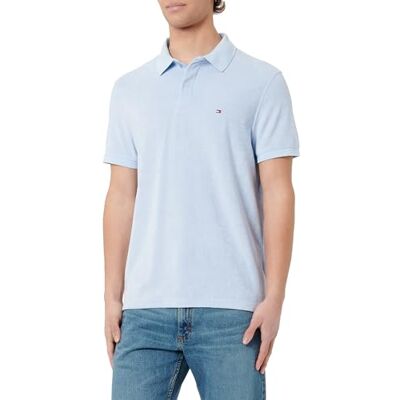 Tommy Hilfiger MIKRO TOWELLING REG POLO för män, Blå (Breezy Blue), M Tommy Hilfiger MIKRO TOWELLING REG POLO för män, Blå (Breezy Blue), M