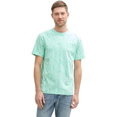 TOM TAILOR herr-t-shirt med mönster, 37151 – Mint Tonal Leaf Design, M TOM TAILOR herr-t-shirt med mönster, 37151 – Mint Tonal Leaf Design, M