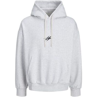 JACK & JONES Jcocnz Berlin Sweat Hood, Vit melange, M JACK & JONES Jcocnz Berlin Sweat Hood, Vit melange, M