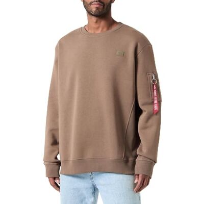 Alpha Industries X-Fit Label Sweater för män, Taupe, L Alpha Industries X-Fit Label Sweater för män, Taupe, L