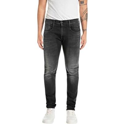 Replay Herrjeans Anbass Slim Fit Hyperflex med stretch, Svart 098, 31W / 32L Replay Herrjeans Anbass Slim Fit Hyperflex med stretch, Svart 098, 31W / 32L