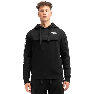 Lonsdale London Rushen män huvtröja svart/vit streetwear, Svart/vit/oliv, M Lonsdale London Rushen män huvtröja svart/vit streetwear, Svart/vit/oliv, M