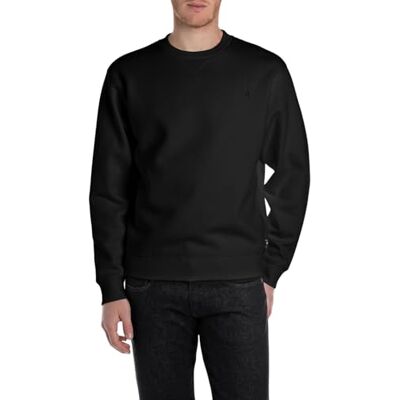 Replay herr basic sweatshirt rund hals, 098 svart, XXL Replay herr basic sweatshirt rund hals, 098 svart, XXL