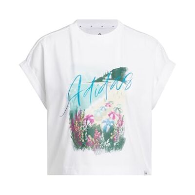adidas Kobiety SUMMER ROMANCE GRAPHIC T-SHIRT, white, M adidas Kobiety SUMMER ROMANCE GRAPHIC T-SHIRT, white, M