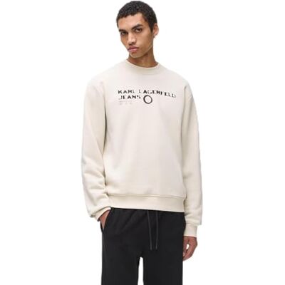 KARL LAGERFELD JEANS , Herr, Eclipse Logo Sweat, Regular Fit, Beige, M KARL LAGERFELD JEANS , Herr, Eclipse Logo Sweat, Regular Fit, Beige, M
