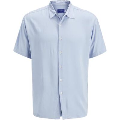 JACK & JONES Jorjoshua viskos skjorta Ss, Kashmirblå, S JACK & JONES Jorjoshua viskos skjorta Ss, Kashmirblå, S