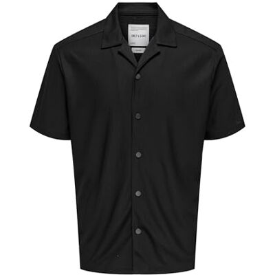 Only & Sons Onskari Life Rlx Resort Ss Plizze skjorta, svart, XL Only & Sons Onskari Life Rlx Resort Ss Plizze skjorta, svart, XL
