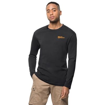 Jack Wolfskin Långärmad tröja för män, svart, S Jack Wolfskin Långärmad tröja för män, svart, S