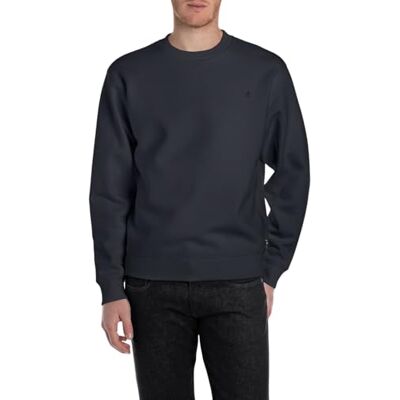 Replay herr basic sweatshirt rund hals, 067 Night Blue, XS Replay herr basic sweatshirt rund hals, 067 Night Blue, XS