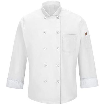 Red Kap Långärmad herrkappa med tio knappar och mimix och Oilblok, Vitt, XXL Red Kap Långärmad herrkappa med tio knappar och mimix och Oilblok, Vitt, XXL