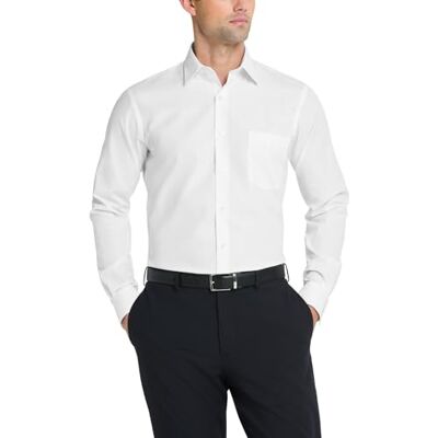 Van Heusen herrklänning skjorta anpassad poplin solid, Vitt, 16 Neck / 34-35 Sleeve Van Heusen herrklänning skjorta anpassad poplin solid, Vitt, 16 Neck / 34-35 Sleeve