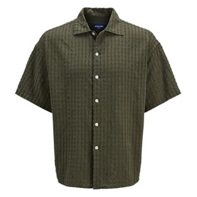 JACK & JONES Jorbellagio Seersucker Shirt Ss, OLIVNATT, M JACK & JONES Jorbellagio Seersucker Shirt Ss, OLIVNATT, M
