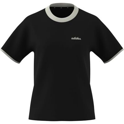 adidas Kobiety Seasonal Essentials Colorpop T-Shirt with Embroidered Graphic, black/off white, L adidas Kobiety Seasonal Essentials Colorpop T-Shirt with Embroidered Graphic, black/off white, L