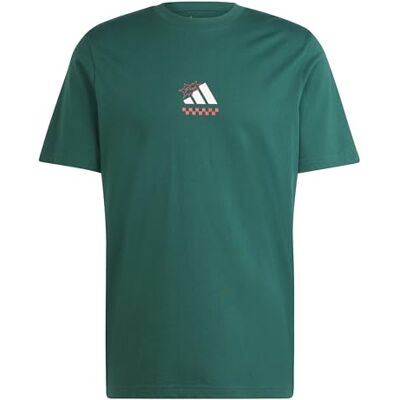 adidas För Män Three Slice Life, Pizza Back Graphic Tee, Short Sleeve, Collegiate Green, XS adidas För Män Three Slice Life, Pizza Back Graphic Tee, Short Sleeve, Collegiate Green, XS