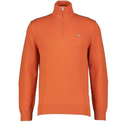 GANT Herr casual bomull halv dragkedja tröja, Pumpa orange melange, L GANT Herr casual bomull halv dragkedja tröja, Pumpa orange melange, L