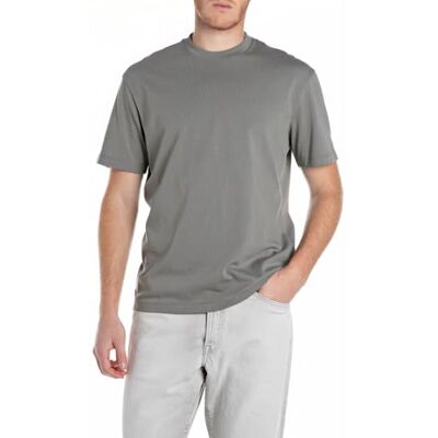 Replay Herr avslappnad passform T-shirt av bomull, 705 grå militär, XXL Replay Herr avslappnad passform T-shirt av bomull, 705 grå militär, XXL