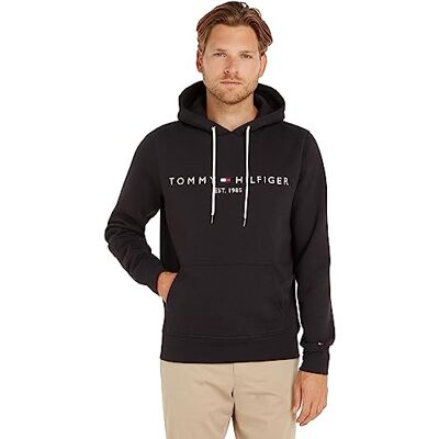 Tommy Hilfiger herr Tröja Tommy Logo Hoody, Schwarz (Jet Black Base), M Tommy Hilfiger herr Tröja Tommy Logo Hoody, Schwarz (Jet Black Base), M