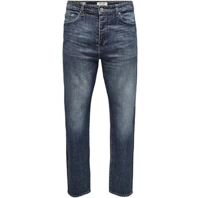 Only & Sons herrjeans, Mörkblå denim/detalj: färgad, 31W x 34L Only & Sons herrjeans, Mörkblå denim/detalj: färgad, 31W x 34L
