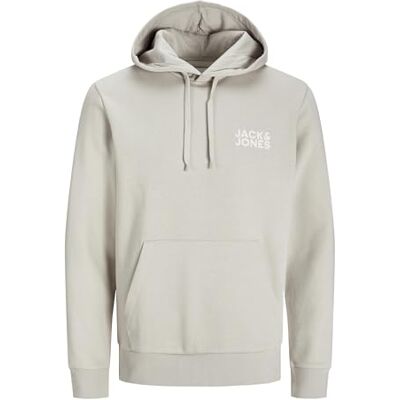 JACK & JONES Huvtröja för män logotyp huvtröja, Moonbeam, XS JACK & JONES Huvtröja för män logotyp huvtröja, Moonbeam, XS