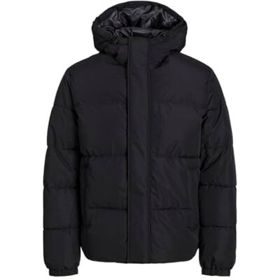JACK & JONES Jjebradley Puffer Hood Sn quiltad jacka, svart, XXL JACK & JONES Jjebradley Puffer Hood Sn quiltad jacka, svart, XXL