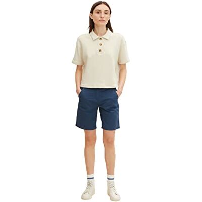 TOM TAILOR Damer Chino Bermuda shorts med bälte 1031285, 11758 Midnight Sail, 32 TOM TAILOR Damer Chino Bermuda shorts med bälte 1031285, 11758 Midnight Sail, 32