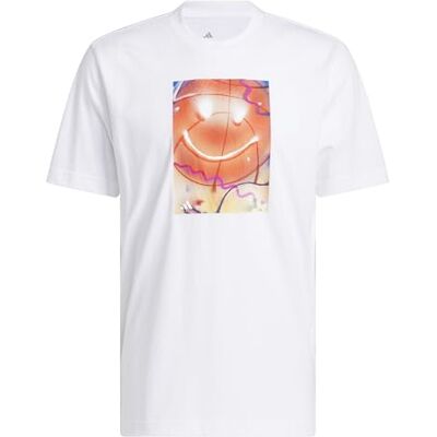 adidas För Män Basketball is Happiness Graphic T-Shirt, white, XL adidas För Män Basketball is Happiness Graphic T-Shirt, white, XL