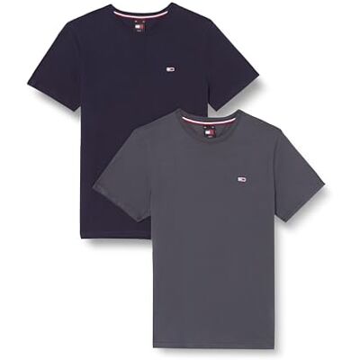 Tommy Jeans herr S/S stickade toppar (förpackning med 2), Multi (ny kol/mörk natt marinblå), XXL Tommy Jeans herr S/S stickade toppar (förpackning med 2), Multi (ny kol/mörk natt marinblå), XXL