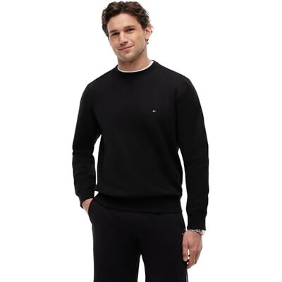 Tommy Hilfiger herr ESSENTIAL FLEECE CREWNECK MW0MW37232, Pullover sweatshirt, svart, S, svart (svart), S Tommy Hilfiger herr ESSENTIAL FLEECE CREWNECK MW0MW37232, Pullover sweatshirt, svart, S, svart (svart), S