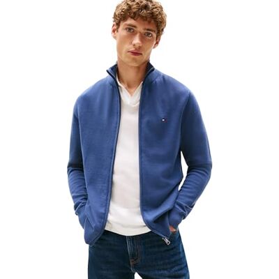Tommy Hilfiger herrtröja med dragkedja, Blå (Egeiska havet), XS Tommy Hilfiger herrtröja med dragkedja, Blå (Egeiska havet), XS