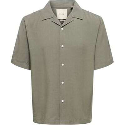 Only & Sons Onsperu Ss Reg Tencel Shirt Noos, Castor Gray, XL Only & Sons Onsperu Ss Reg Tencel Shirt Noos, Castor Gray, XL
