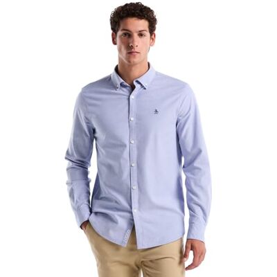 Original Penguin herr Ecovero Oxford stretchskjorta långärmad knapp, Amparo blå, M Original Penguin herr Ecovero Oxford stretchskjorta långärmad knapp, Amparo blå, M