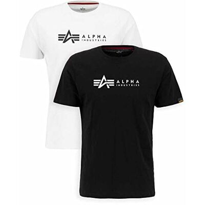 Alpha Industries Alpha Label T 2-pack T-shirt för herrar Black/White Alpha Industries Alpha Label T 2-pack T-shirt för herrar Black/White