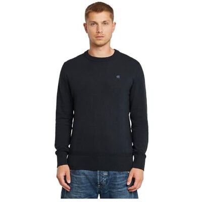 G-STAR RAW Premium Core R stickad tröja för män, Blå (Salute D26123-d997-c742), S G-STAR RAW Premium Core R stickad tröja för män, Blå (Salute D26123-d997-c742), S