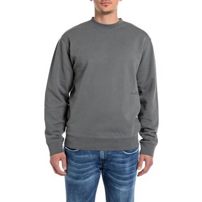 Replay Sweatshirt för män, normal passform med rund hals, 493 järngrå, S Replay Sweatshirt för män, normal passform med rund hals, 493 järngrå, S