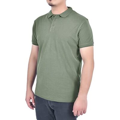 M17 Klassisk vanlig pikétröja för män kortärmad bomull t-shirt topp sport vardagsarbete, Khaki grön, S M17 Klassisk vanlig pikétröja för män kortärmad bomull t-shirt topp sport vardagsarbete, Khaki grön, S