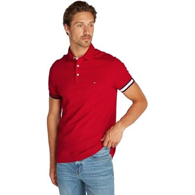 Tommy Hilfiger Herr S/S Polo, Mellanröd, 3XL Tommy Hilfiger Herr S/S Polo, Mellanröd, 3XL