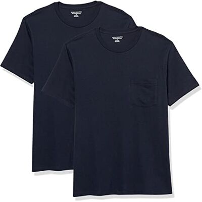 Amazon Essentials Herr Slim-Fit kortärmad T-shirt med rund hals, 2-pack, marinblå, Small Amazon Essentials Herr Slim-Fit kortärmad T-shirt med rund hals, 2-pack, marinblå, Small