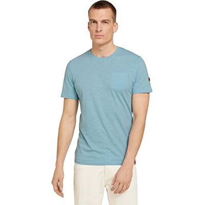 TOM TAILOR Herr T-shirt med bröstficka 1030039, 29170 Calm Cloud Blue Grindle, XS TOM TAILOR Herr T-shirt med bröstficka 1030039, 29170 Calm Cloud Blue Grindle, XS