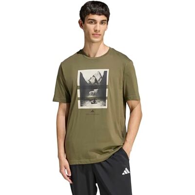 adidas Mezczyzni OUTDOOR KAYAKING GRAPHIC T-SHIRT, olive strata, M adidas Mezczyzni OUTDOOR KAYAKING GRAPHIC T-SHIRT, olive strata, M