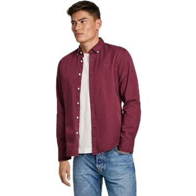 Pepe Jeans herr manley, skjorta, röd, M, Röd (Merlot röd), M Pepe Jeans herr manley, skjorta, röd, M, Röd (Merlot röd), M