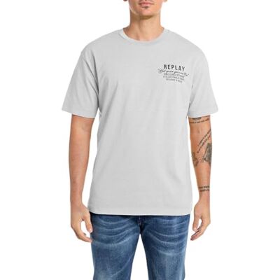 Replay T-shirt för män avslappnad passform, 563 Artic Grey, XS Replay T-shirt för män avslappnad passform, 563 Artic Grey, XS