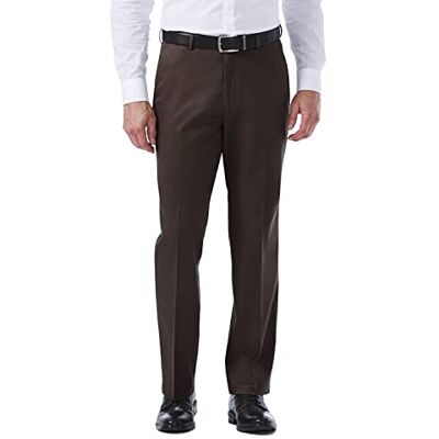 Haggar Herr Premium No Iron Khaki klassisk passform veckad framsida vanliga och stora och höga storlekar vardagsbyxor, Choklad, 36W / 34L Haggar Herr Premium No Iron Khaki klassisk passform veckad framsida vanliga och stora och höga storlekar vardagsbyxor, Choklad, 36W / 34L