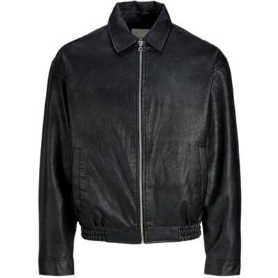 JACK & JONES Jjleon Pu Bomber, svart, XXL JACK & JONES Jjleon Pu Bomber, svart, XXL