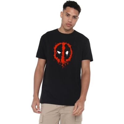 Marvel mäns Deadpool Paint Logo T-Shirt, Svart, S Marvel mäns Deadpool Paint Logo T-Shirt, Svart, S
