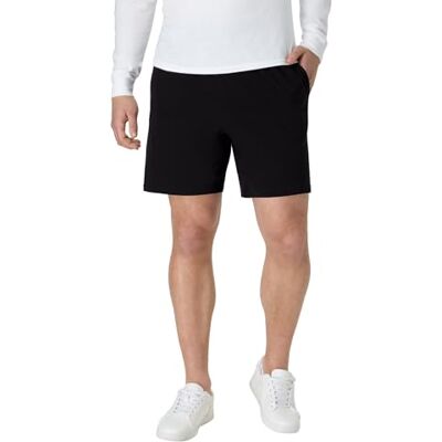 Hanes atletiska shorts för män, favoritshorts i bomull, pull-on stickade shorts med fickor, stickade gymshorts, 19 cm innersöm, Svart, S Hanes atletiska shorts för män, favoritshorts i bomull, pull-on stickade shorts med fickor, stickade gymshorts, 19 cm innersöm, Svart, S