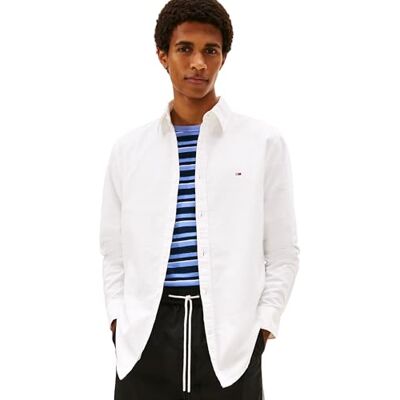 Tommy Jeans herr TJM REG Oxford tröja EXT DM0DM22836 L/S skjorta, vit (Ecru), XS, Vit (Ecru), XS Tommy Jeans herr TJM REG Oxford tröja EXT DM0DM22836 L/S skjorta, vit (Ecru), XS, Vit (Ecru), XS