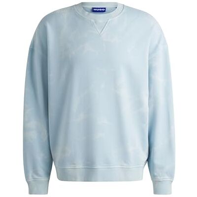 HUGO Herr Nustroyos sweatshirt av bomullsterry med batikeffekt, Open Blue487, XL HUGO Herr Nustroyos sweatshirt av bomullsterry med batikeffekt, Open Blue487, XL