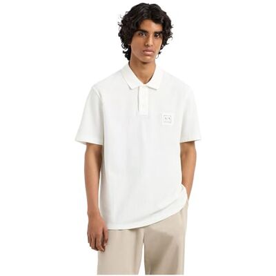 Giorgio Armani Limited Blue Edition logo Patch Cotton Piquet Polo Shirt, Vit, S Giorgio Armani Limited Blue Edition logo Patch Cotton Piquet Polo Shirt, Vit, S