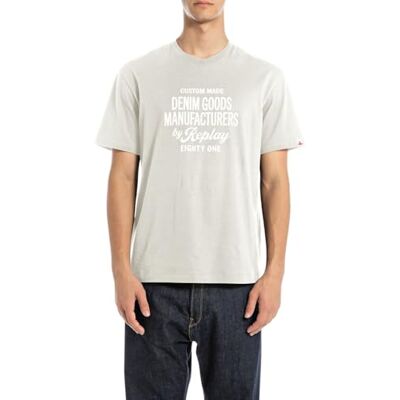 Replay T-shirt för män avslappnad passform av bomull, 985 moln, M Replay T-shirt för män avslappnad passform av bomull, 985 moln, M