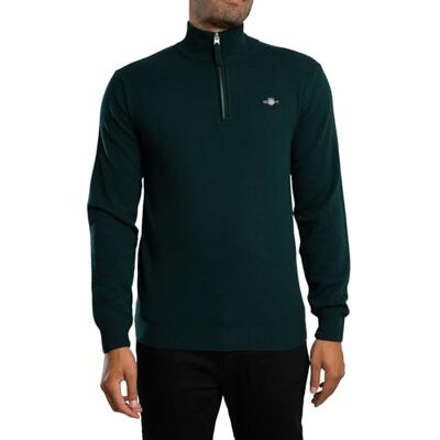 GANT Superfine lambsull halv dragkedja, Tartan grön, L GANT Superfine lambsull halv dragkedja, Tartan grön, L